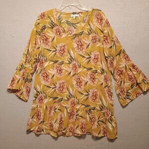 Crosstree Lane Semi Sheer V Neck Blouse Sz M